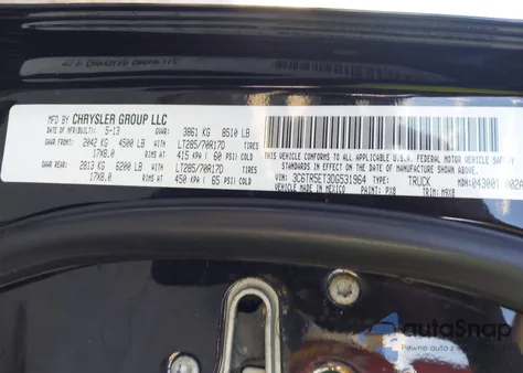 2013 Ram 2500 Power Wagon z USA, uszkodzony, nr VIN 3C6TR5ET3DG531964